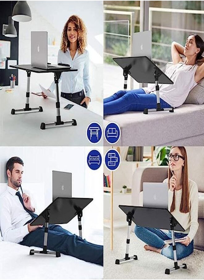 Generic - [Large Size] Laptop Bed Tray Table, Adjustable Laptop Stand, Portable Lap Desks with Foldable Legs, Notebook Standing Breakfast Reading Desk for Sofa Couch Floor (Black) - Image 1