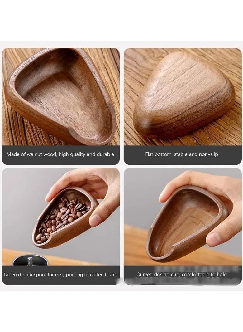ارواق صينية قياس حبوب القهوة الخشبية من الجوز ووعاء تخزين وملعقة وزن لتحضير الإسبريسو - Image 3