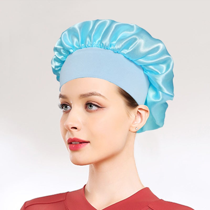 Selling Wide-Brimmed High-Elastic Headband Nightcap Hair Care Beauty Shower Cap Satin Chemotherapy Cap Classic Solid Color Shower Cap - Image 4