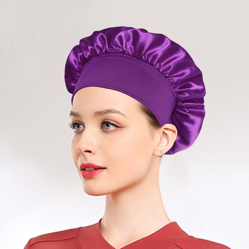 Selling Wide-Brimmed High-Elastic Headband Nightcap Hair Care Beauty Shower Cap Satin Chemotherapy Cap Classic Solid Color Shower Cap - Image 5