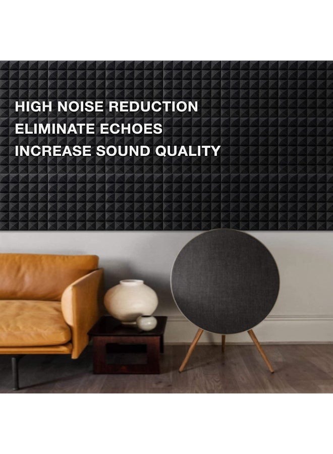 Acoustic Foam Panels, 12 Pack Black Mushroom Studio Wedge Tiles, Sound Panels Sound Proof Foam Panels Soundproofing Padding For Wall  - Image 3