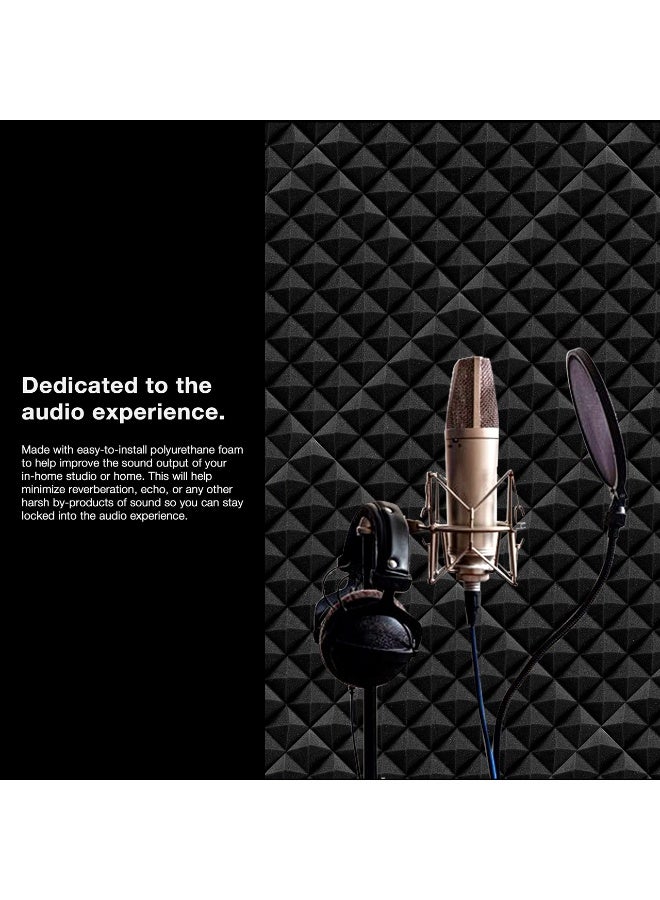 Acoustic Foam Panels, 12 Pack Black Mushroom Studio Wedge Tiles, Sound Panels Sound Proof Foam Panels Soundproofing Padding For Wall  - Image 2
