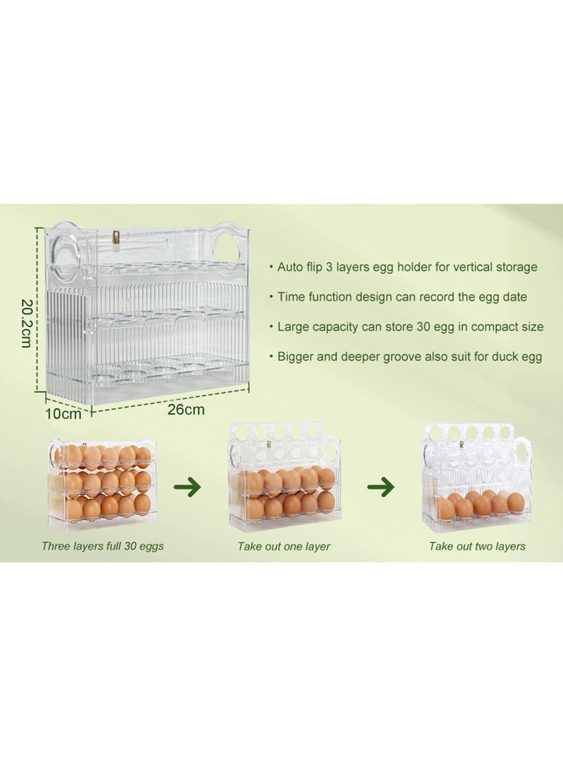 30 Grid Egg Holder for Refrigerator, 3 Layer Egg Storage Container for Fridge, Egg Organizer for Refrigerator Door, Large Capacity & Space Saver Egg Fridge Organizer - view 4