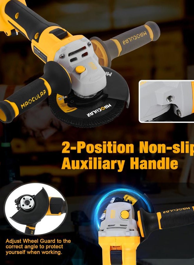 MAXCULAR Angle Grinder Cordless 20V Battery,9600 RPM Brushless Power Motor,4-1/2-Inch to 5-Inch,2x4.0 AH Battery Electric Grinder Tool Set, for Cutting,Grinding,Polishing - Image 3