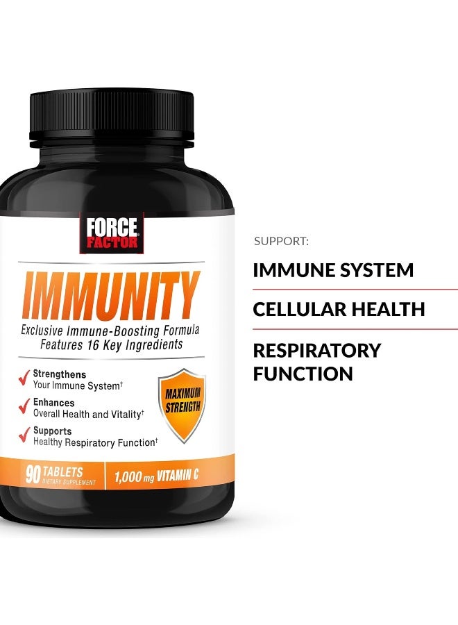 Force Factor Immunity, Immune Support Booster with Elderberry and 1000mg of Vitamin C, Plus Vitamin D, Zinc, Probiotics, Quercetin, Antioxidants, and Echinacea for Immune Health Defense, 90 Tablets - Image 2