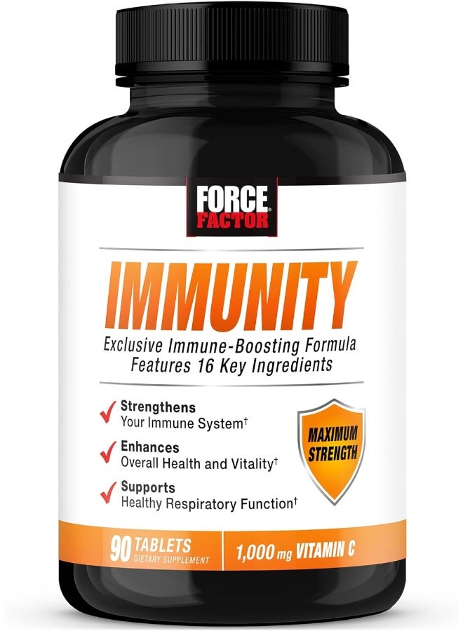 Force Factor Immunity, Immune Support Booster with Elderberry and 1000mg of Vitamin C, Plus Vitamin D, Zinc, Probiotics, Quercetin, Antioxidants, and Echinacea for Immune Health Defense, 90 Tablets - Image 1