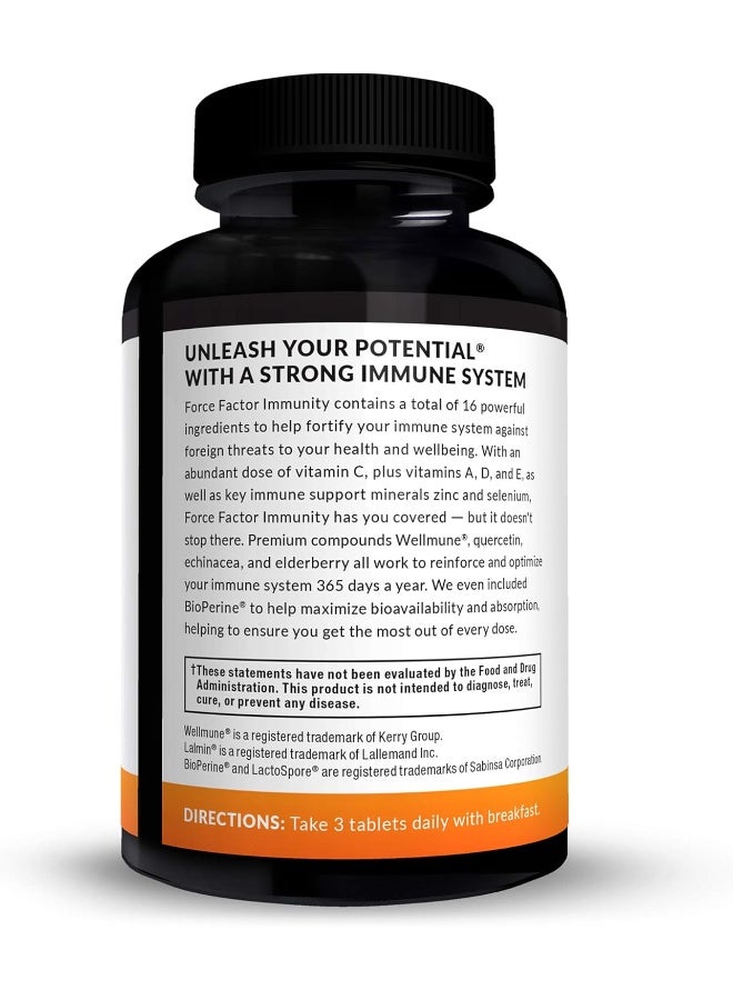 Force Factor Immunity, Immune Support Booster with Elderberry and 1000mg of Vitamin C, Plus Vitamin D, Zinc, Probiotics, Quercetin, Antioxidants, and Echinacea for Immune Health Defense, 90 Tablets - Image 3