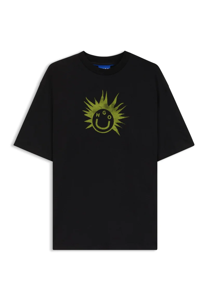 HUGO Cotton-jersey T-shirt with graphic logo print