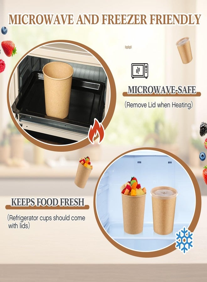 Sabary 50 Pack 32oz Paper Soup Containers with Lids Disposable Kraft Food Containers Bulk Disposable Go Hot Soup Bowls Food Storage Microwavable and Freezer for Restaurants,Take Outs,Party Supplies - Image 3