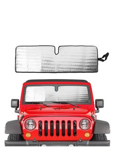 SYOSI Windshield Sun Shade Fit for 1997 2018 Jeep Wrangler TJ JK JKU Sunshades Heat Shield Aluminum Foil Triple Laminate Structure Silver  - Image 1