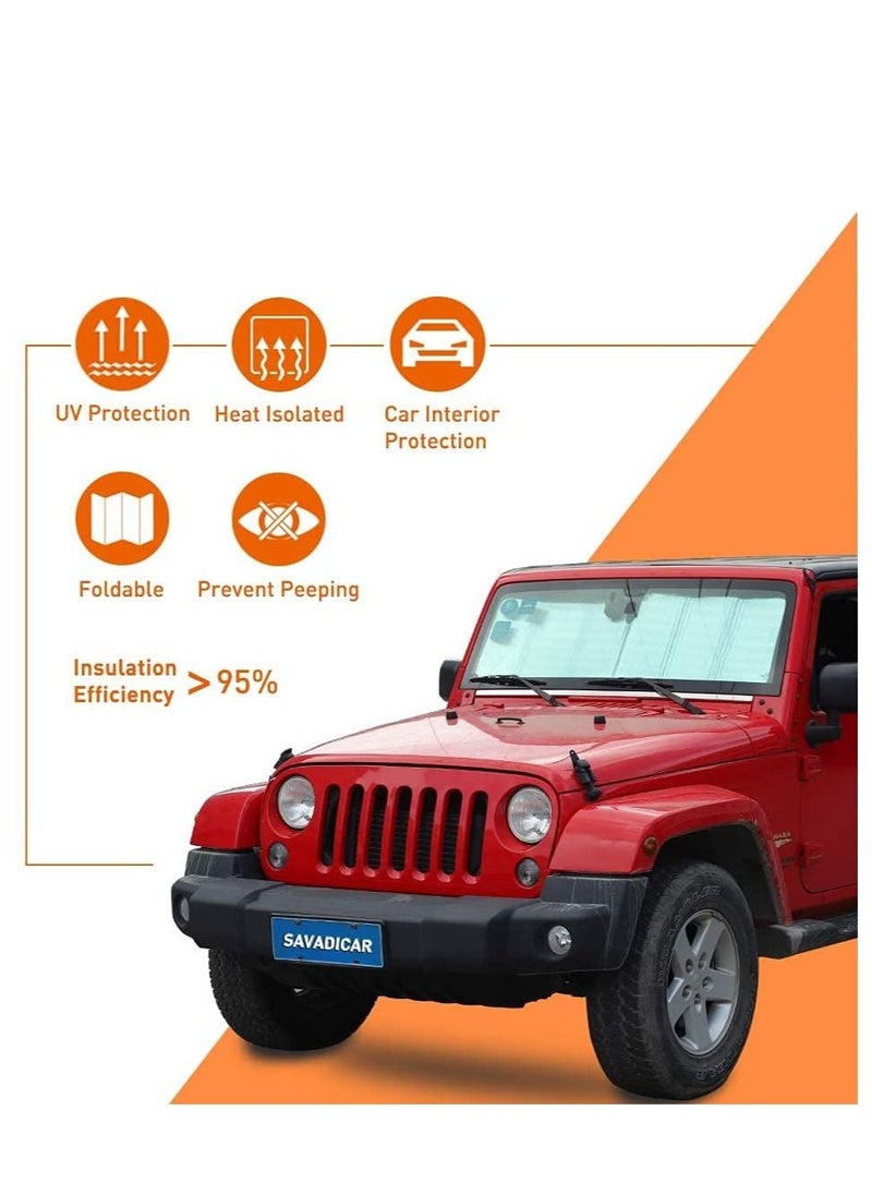 Windshield Sun Shade Fit for 1997 2018 Jeep Wrangler TJ JK JKU Sunshades Heat Shield Aluminum Foil Triple Laminate Structure Silver