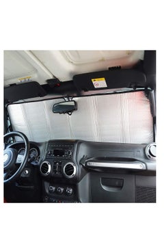 SYOSI Windshield Sun Shade Fit for 1997 2018 Jeep Wrangler TJ JK JKU Sunshades Heat Shield Aluminum Foil Triple Laminate Structure Silver  - Image 4
