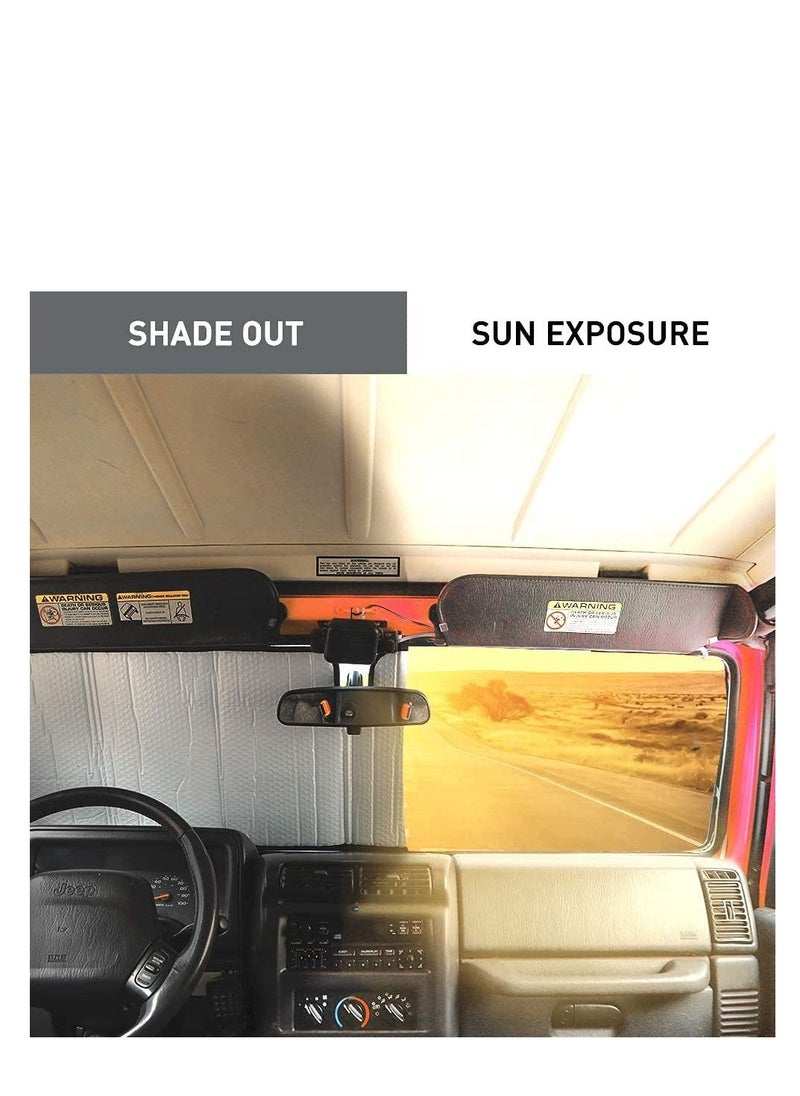SYOSI Windshield Sun Shade Fit for 1997 2018 Jeep Wrangler TJ JK JKU Sunshades Heat Shield Aluminum Foil Triple Laminate Structure Silver  - Image 2