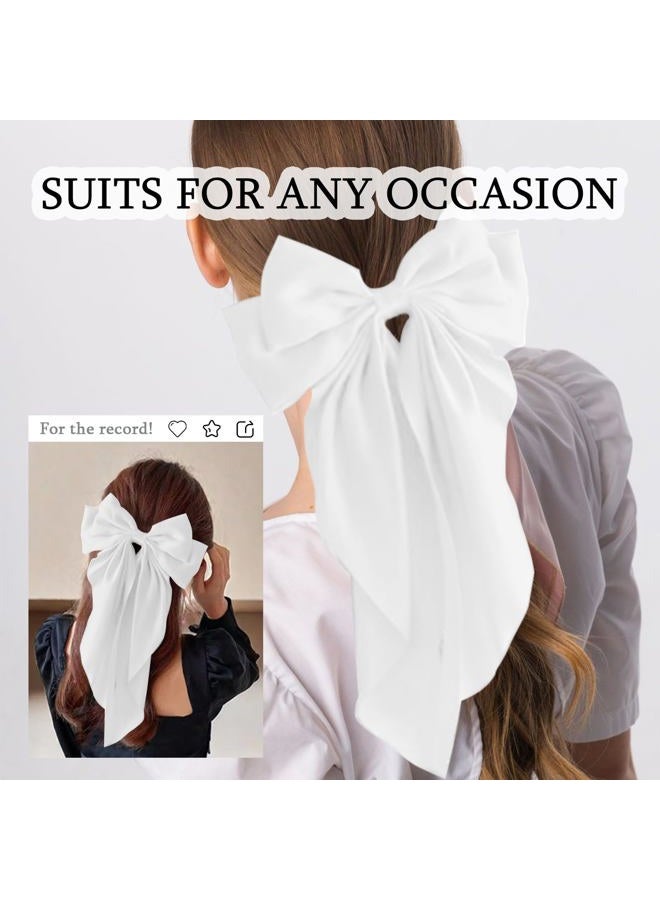 Egowry Big Bow Hair Clips for Women - Elegant Satin Hair Barrettes Clip, Large Bow Hair Accessories for Girls, Grip Hair Well, Fashionable and Charming Hair Bow Clips（white) - Image 2