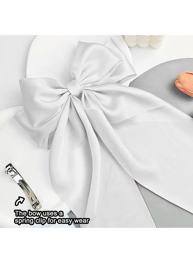 Egowry Big Bow Hair Clips for Women - Elegant Satin Hair Barrettes Clip, Large Bow Hair Accessories for Girls, Grip Hair Well, Fashionable and Charming Hair Bow Clips（white) - Image 4