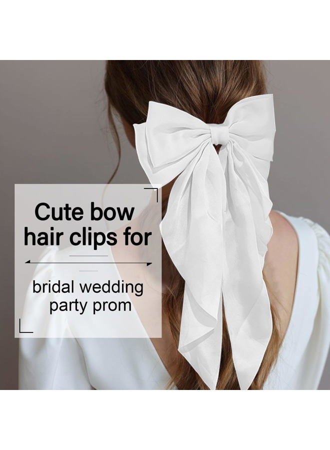 Egowry Big Bow Hair Clips for Women - Elegant Satin Hair Barrettes Clip, Large Bow Hair Accessories for Girls, Grip Hair Well, Fashionable and Charming Hair Bow Clips（white) - Image 5