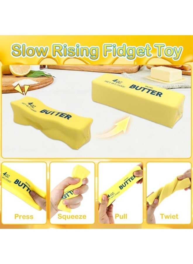 Original Butter Squishy Toy; 9.5 Inch; Butter Squishy; Slow Rising Butter Squeezy Sticks; Squishy Sensory Squeezy Toy with Realistic Food Design for Stress and Anxiety Relief and Relaxation; Gift for Kids and Adults; Yellow - Image 4