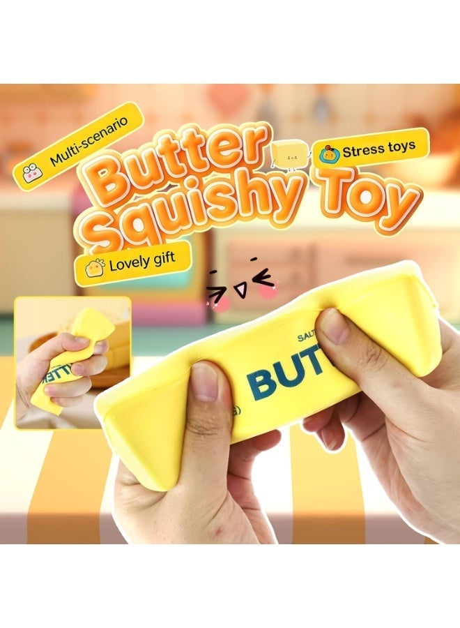 Original Butter Squishy Toy; 9.5 Inch; Butter Squishy; Slow Rising Butter Squeezy Sticks; Squishy Sensory Squeezy Toy with Realistic Food Design for Stress and Anxiety Relief and Relaxation; Gift for Kids and Adults; Yellow - Image 5