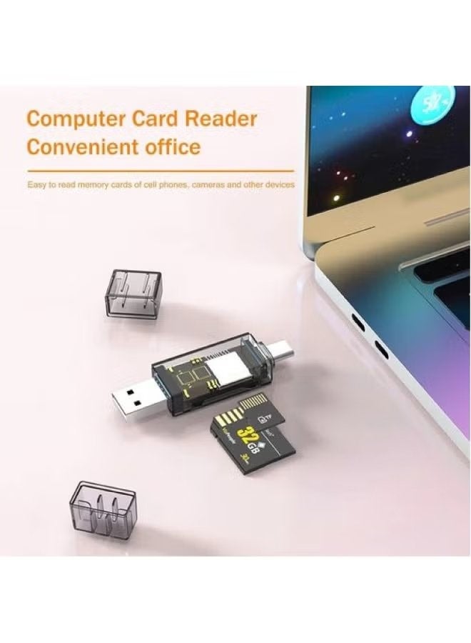 GO-DES GD-DK006 4-in-1 High-Speed Card Reader with Type-C and USB 3.0 Interface Multi Memory Card Adapter SD and TF Card Support OTG Plug and Play Portable Data Transfer Device Compatible with Smartphones Tablets and Laptops - Image 3