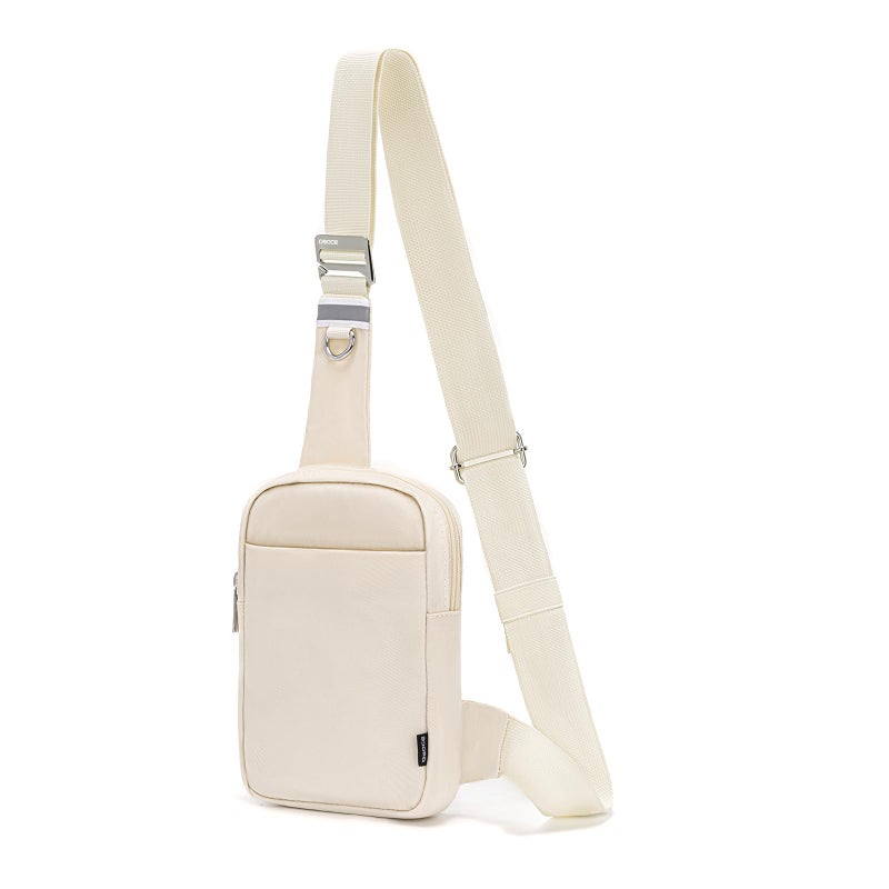 OSOCE Small Sling Bag for Men and Women with RFID Pocket, Anti Theft Crossbody Chest Bag Casual Travel Bag for Hiking,Beige,Small - Image 1