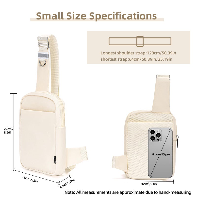 OSOCE Small Sling Bag for Men and Women with RFID Pocket, Anti Theft Crossbody Chest Bag Casual Travel Bag for Hiking,Beige,Small - Image 3