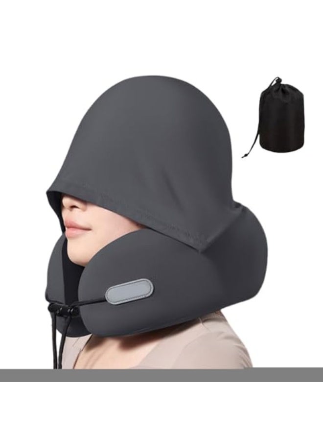 Car Headrest Pillow - Soft Car Sleeping Pillow with Hood,Shading Portable Headrest Cushion Pad Sleep Aid Tool for Flights Offices Sitting Recliner Road Trip Reading Nap Airport Bed Driving - Image 1