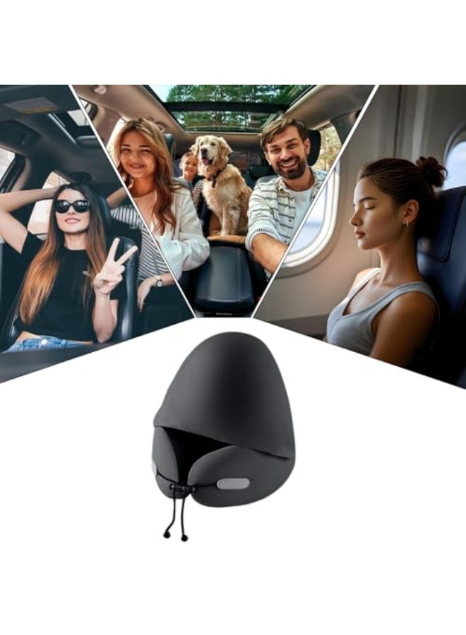 Car Headrest Pillow - Soft Car Sleeping Pillow with Hood,Shading Portable Headrest Cushion Pad Sleep Aid Tool for Flights Offices Sitting Recliner Road Trip Reading Nap Airport Bed Driving - Image 4