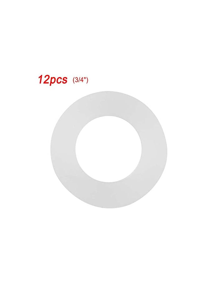 12 Pcs Washer Ring White Flat Rubber Gasket Replacement for Pipe Water Tap Connection (3/4 inch) - Image 2