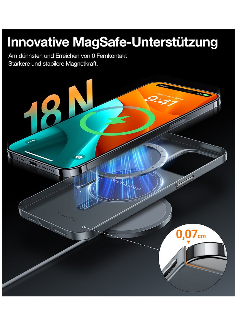 Magnetic Slim Fit Designed for iPhone 15 Pro Case 2023, [Compatible with MagSafe] [Ultra Thin] Protective Matte Hard PC Cover Anti-Scratch Phone Case for iPhone 15 Pro, Grey