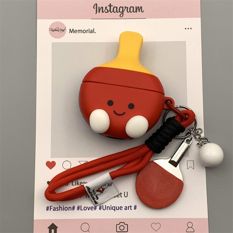Cartoon Silicone Case for Apple Earbuds 1/2/3/4 Pro 2 - Ping Pong Ball Pendant - Image 1