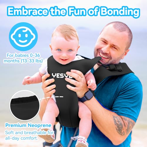 YESYBC Baby Carrier, Dual-Use Adjustable Baby Sling Support Infant Chest Holder with Drawstring Backpack for Newborn to Toddler 13-33 lbs Swimming Pool Beach Land (Black) - Image 4