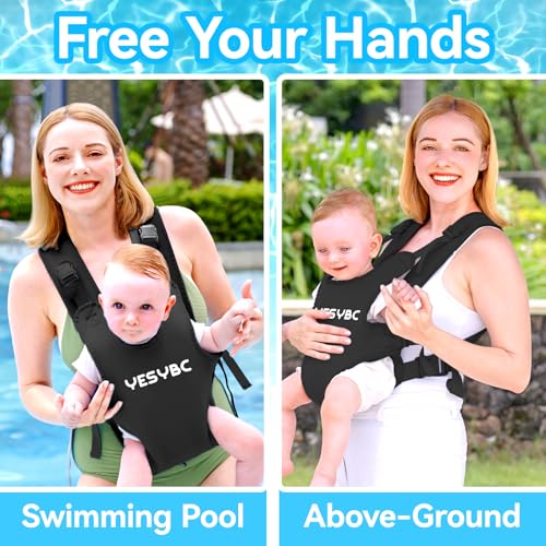 YESYBC Baby Carrier, Dual-Use Adjustable Baby Sling Support Infant Chest Holder with Drawstring Backpack for Newborn to Toddler 13-33 lbs Swimming Pool Beach Land (Black) - Image 2