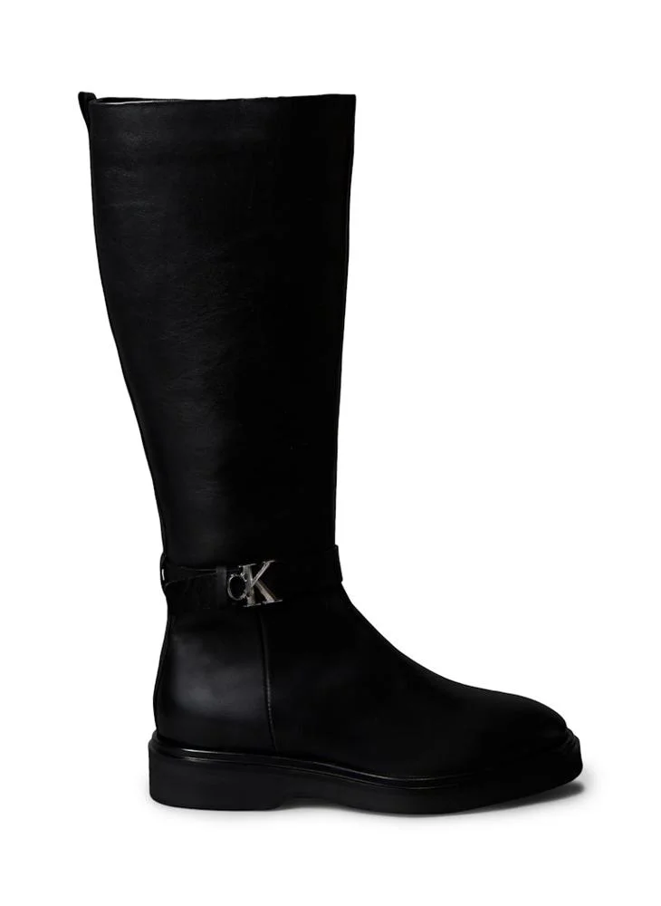 CALVIN KLEIN Leather Signature Logo Knee Boots