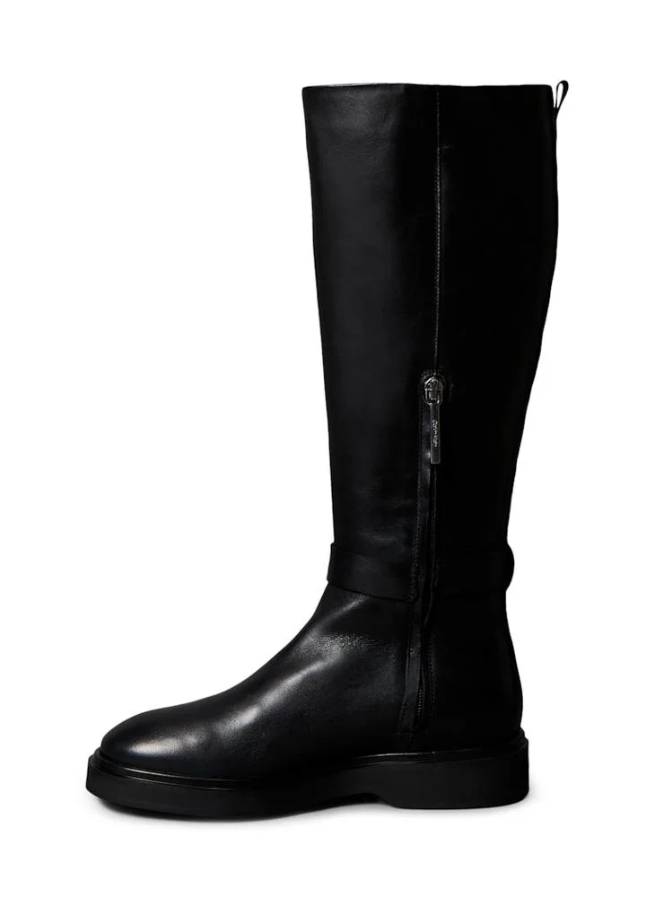 CALVIN KLEIN Leather Signature Logo Knee Boots