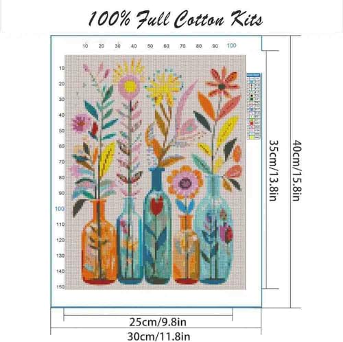DYAIANGMU Stamped Cross Stitch Kits for Adults Beginner,Flower Counted Cross Stitch Kits Printed Stitching Cute Patterns Dimensions Needlepoint Art Crafts Embroidery Kits for Adults Beginners (15.7x11.8 inch) - Image 2