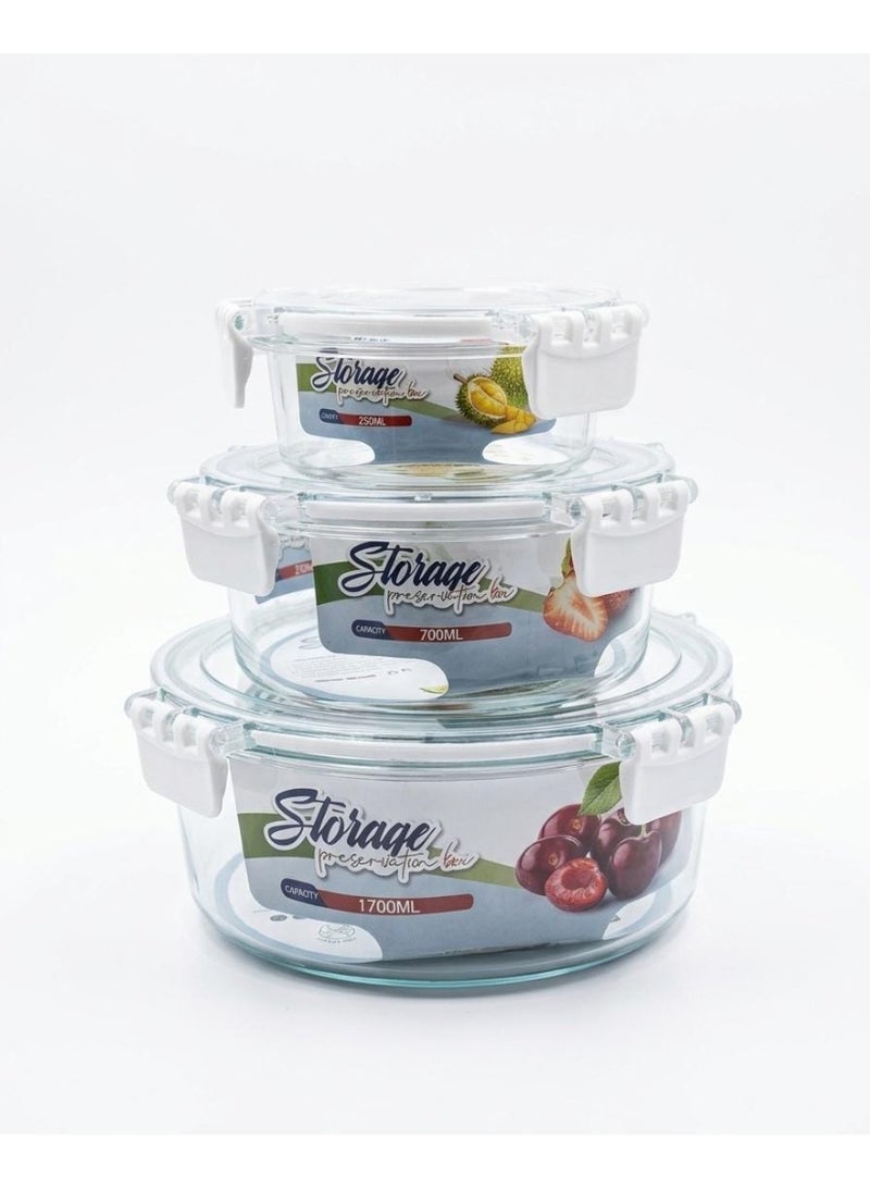 طقم علب حفظ طعام شفاف 3 قطع بأغطية محكمة الغلق – علب تخزين للثلاجة خفيفة الوزن – BPA Free – 1700 مل / 700 مل / 250 مل - Image 4