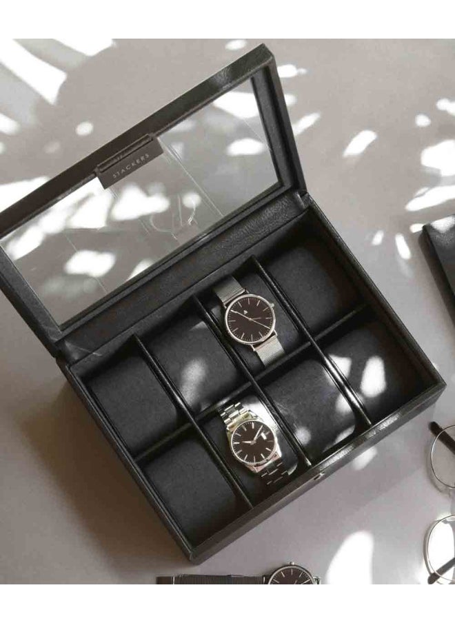 Stackers Men 8 Piece Black Watch Box 