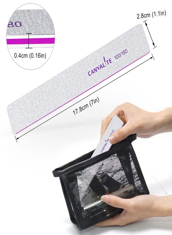 Canvalite 12pcs 100/180 Grit Coarse Nail Files for Acrylic Nails Professional Nail File Reusable Emery Board Nail Styling Tools for Home and Salon Use - Image 5