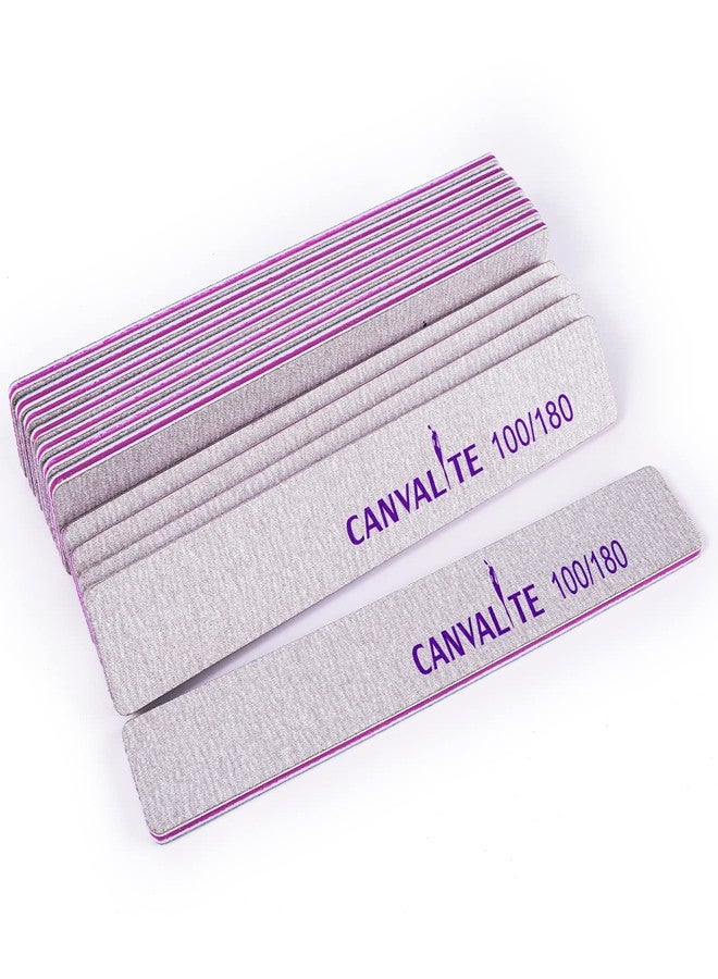 Canvalite 12pcs 100/180 Grit Coarse Nail Files for Acrylic Nails Professional Nail File Reusable Emery Board Nail Styling Tools for Home and Salon Use - Image 1