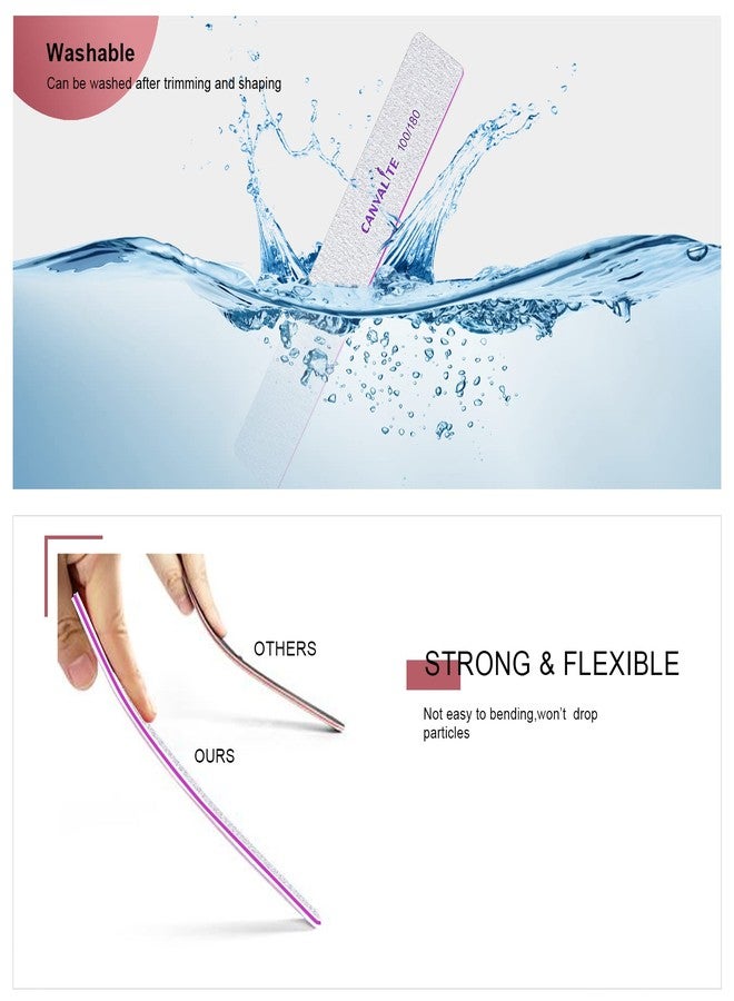 Canvalite 12pcs 100/180 Grit Coarse Nail Files for Acrylic Nails Professional Nail File Reusable Emery Board Nail Styling Tools for Home and Salon Use - Image 4