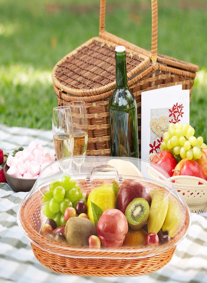 Trez Treamer Rattan Bread Baskets, 2 Pack, Oval Woven Baskets with Acrylic Lids, 15.75 x 11.81 inches, Stainless Steel Tongs, Lace Doilies, for Bread, Fruit, Food Display - Image 5