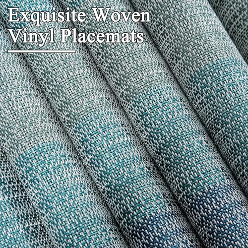 Leeonz Easy to Clean Non-slip Heat Resistant Dining Table Place Mats,PVC Tap Set Heat Resistant Placemats Stain-resistant,Washable Kitchen Dinner Table Place Mats,Easy To Dry (Ombre Blue, Set of 4pcs) - Image 3