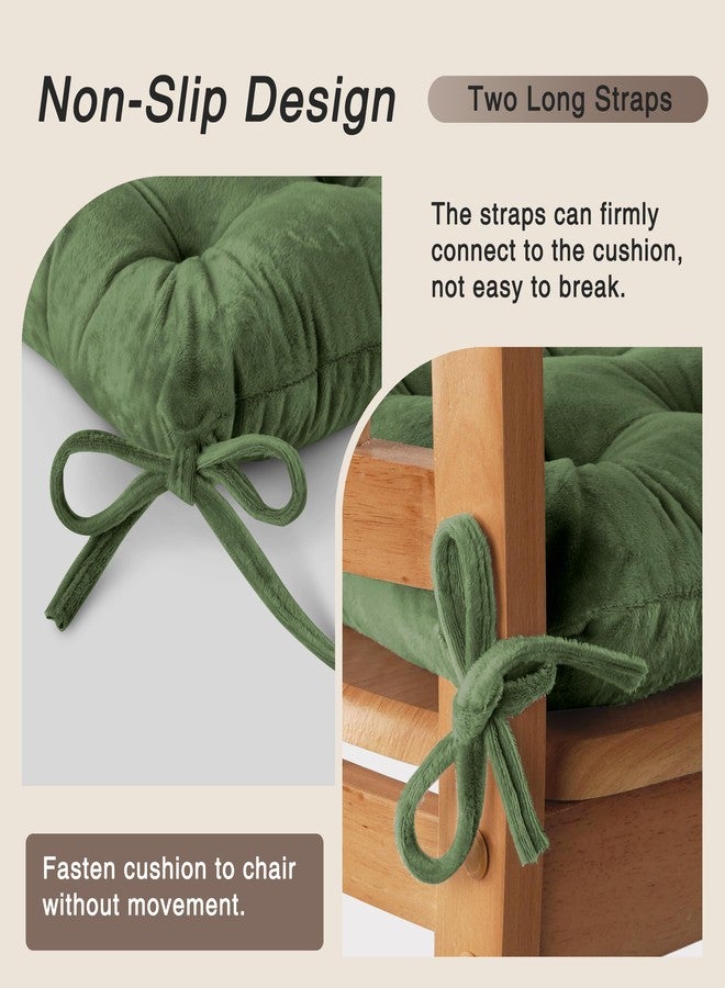 OVOV Chair Cushions for Dining Chairs Set of 6 Tufted Indoor Chair Pads with Ties Soft Square Seat Cushions for Kitchen Chairs 15.5"x15.5",Green - Image 3