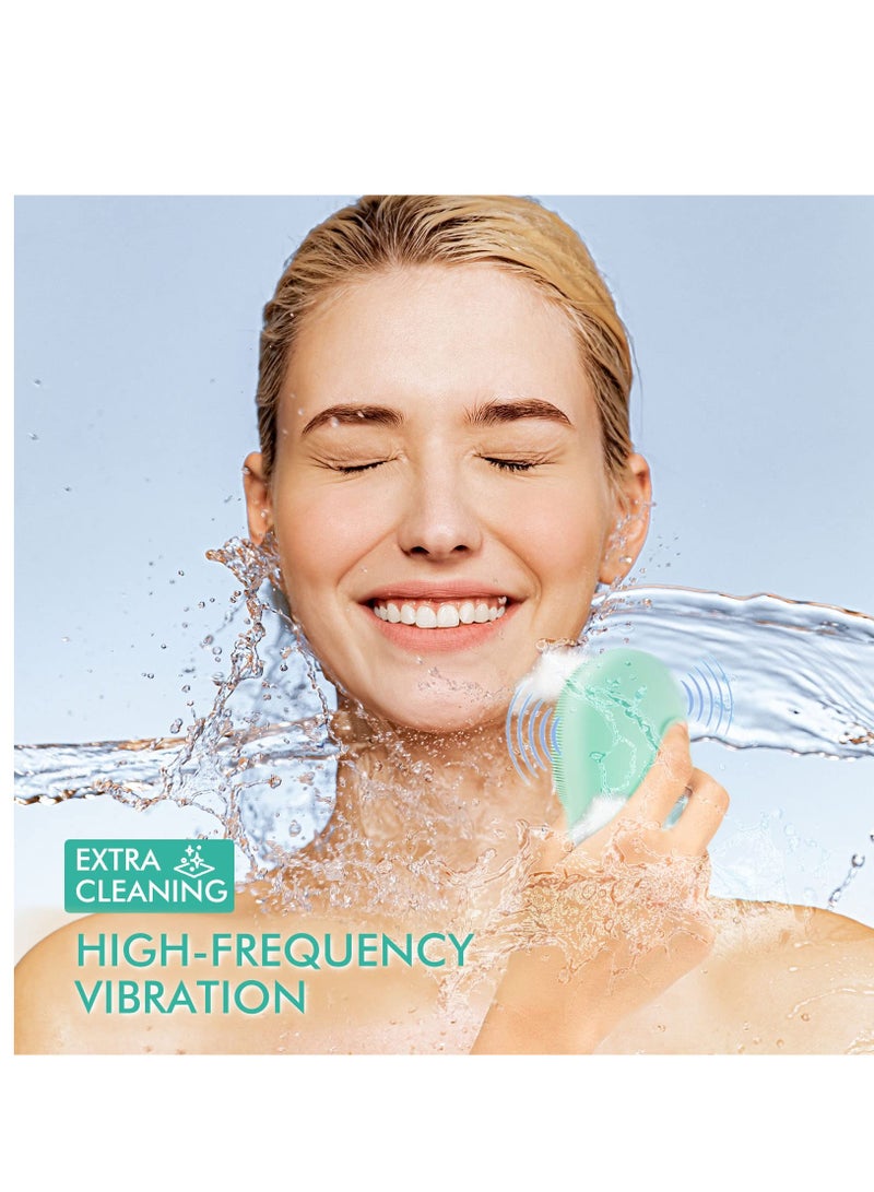 غسول وجه سونيك المقاوم للماء، فرشاة تنظيف، منظف وجه من السيليكون الناعم، مع Rechargeable USB لتنظيف عميق، تقشير لطيف وتدليك، مناسب لجميع أنواع البشرة (أخضر) - Image 2