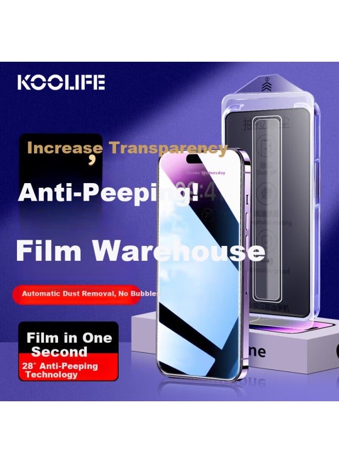 Koolife Privacy Screen Protector For Apple Iphone 14 Pro Max, Tempered Glass Film, Earpiece Dust-Proof Mesh, Anti-Spy, Easy Installation, Full Screen Coverage, Ultra-Thin Glass - Image 1