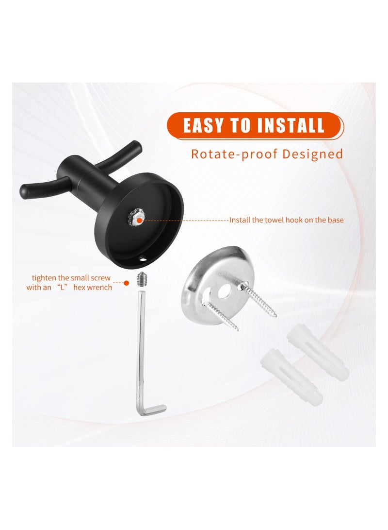 2Pcs Stainless Steel Bilateral Hook, Matte Black Double Wall Hooks, Heavy Duty Wall Mounted Hook, Towel Hooks for Hanging Coat, Robe, and Hanger for Bathrooms, Bedroom, Kitchen, Garage (2 Pack) - Image 3