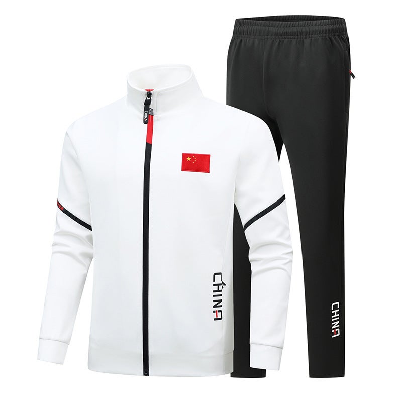 National Fashion Sports And Leisure Suit Men'S Coat Stand Collar Straight Pants Couple Sweater Men'S Pass Code Group Training Clothes - Image 1