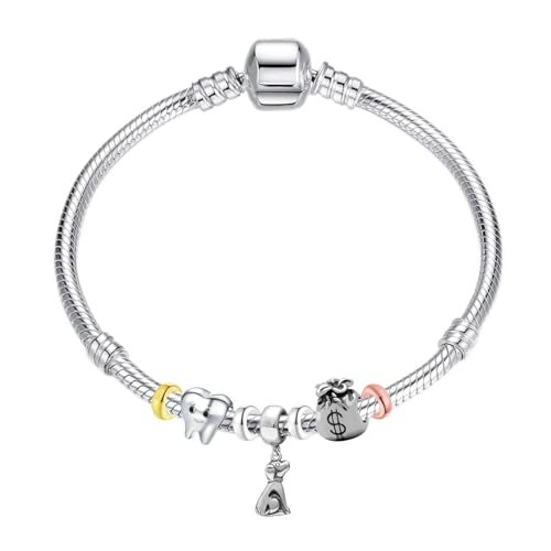 LAMOONY Clip Charms Sterling Silver Rondelle Spacer Bead Charm Stopper Charm for Pandora Charm Bracelets (Silver (2 pcs)) - Image 5