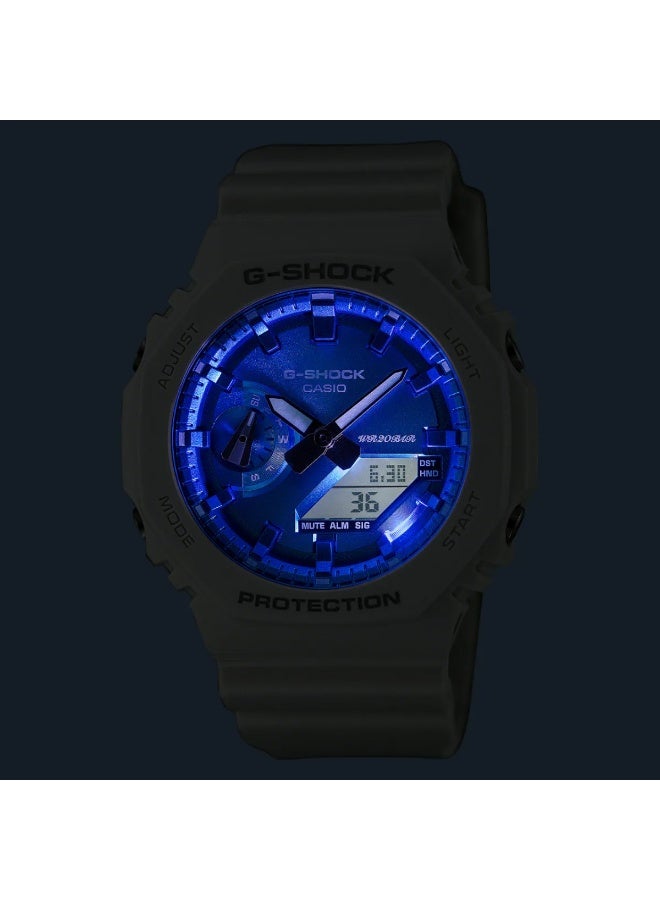 Casio G-Shock Analog-Digital Wrist Watch for Men, White with Blue Dial - Image 3