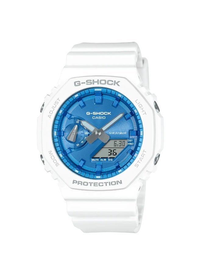 Casio G-Shock Analog-Digital Wrist Watch for Men, White with Blue Dial - Image 2